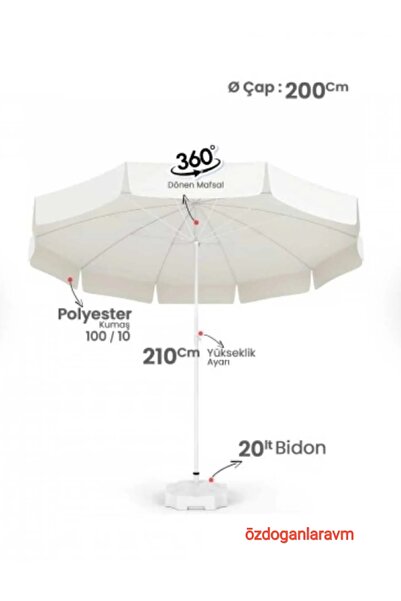 Comfort Wood Deniz Balkon Ve Havuz Krem Semsiye Ve Bidon