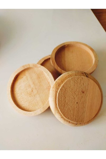 Tinex Wooden Cup And Coaster Coffee Coaster Oval Natural Wood Coasters Set Of 4