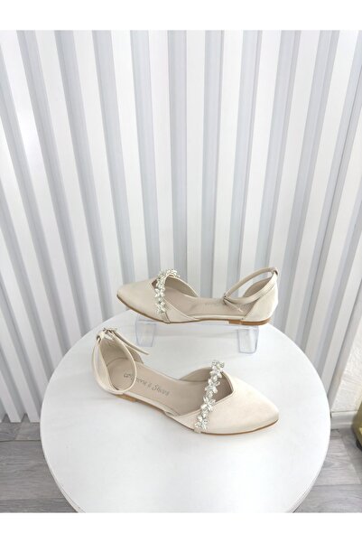 Almera's Shoes Ten Saten Taşlı Babet