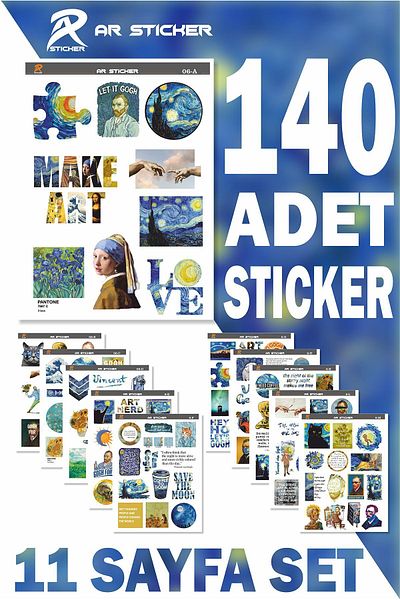 AR Sticker - مجموعة ملصقات أجندة لأجهزة الكمبيوتر المحمول والكمبيوتر اللوحي والكمبيوتر المحمول تحت عنوان V-Gogh