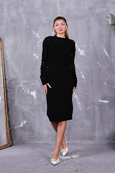 ZEYWEAR بدلة مزدوجة مع فستان تريكو مخرم