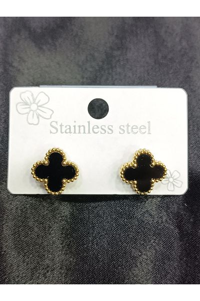 DNA Takı Steel Earrings - Clover Figured Design