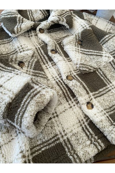 Baby Boy's Aden Polo Collar Striped Plaid Coat - Thick Plush Fleece