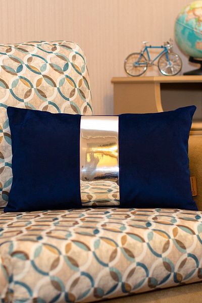 Rayda Home Husă de pernă decorativă din piele, albastru și gri argintiu
