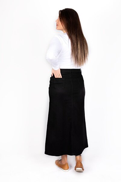 Kardelen Butik Ümraniye Black Plus Size Denim Skirt