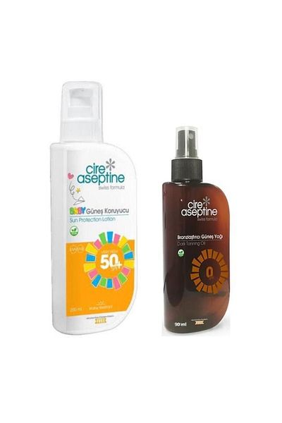CIRE ASEPTINE Sunscreen Baby 50 Spf 200ml + Bronzing Sun Oil 0 Spf 90ml