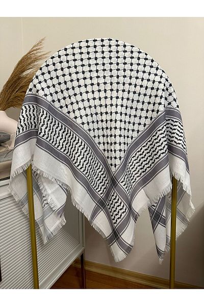 Merve Palestine Kefiye 100 Cm Square Olive Leaf Patterned Kefiye Palestine Puchsia, Unisex Puchsia