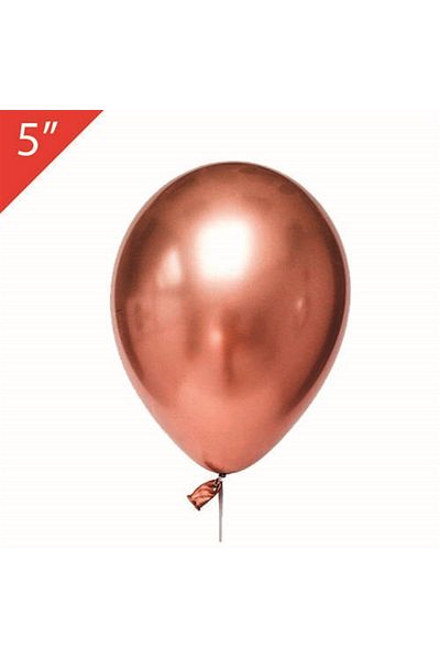 asöy Shiny Chrome Balloon - Kalisan Chrome Rose, 5 Inch, Small Size, 10 Pieces