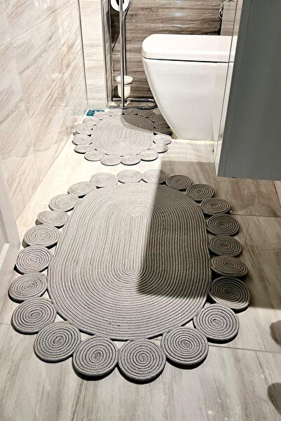 GNG Home Tekstil سجادة حمام مزدوجة من الجوت من Gng Home للمرحاض الأمامي والحمام