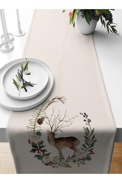 Bertille Home New Year's Series - 140X40 cm Digital Printed Christmas Runner
