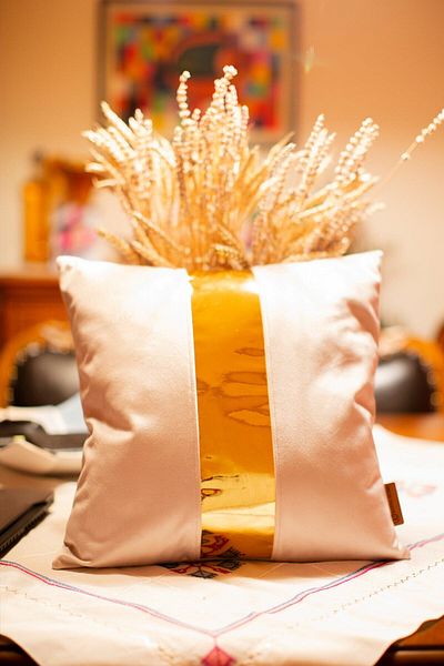 Rayda Home Decorative Cream/gold Shiny Leather Detailed Velvet Throw Pillow Case Luna 40*40 Cm