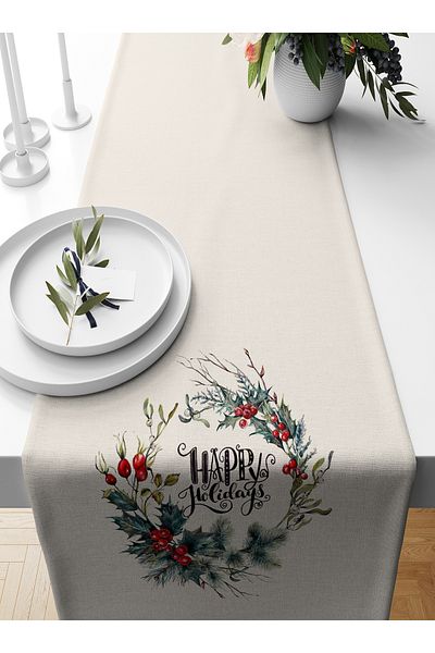 Bertille Home New Year's Series - 140X40 cm Digital Printed Christmas Runner