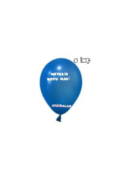 asöy Metallic Dark Blue Balloon 10 Pieces Small Size 12 Cm Mini Size Balloon Metallic Color Party Balloon