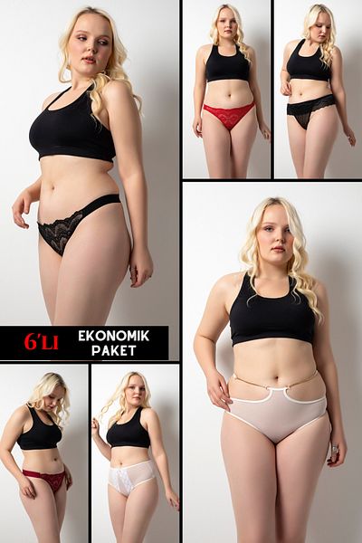 DONEX Large Size Lace Women's Panties - Pack of 6