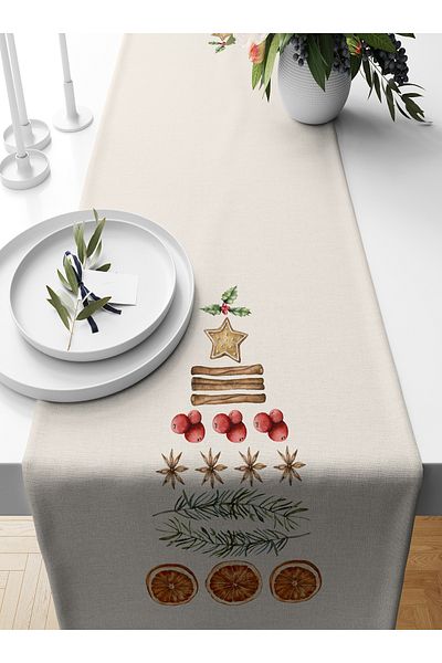 Bertille Home New Year's Series - 140X40 cm Digital Printed Christmas Runner