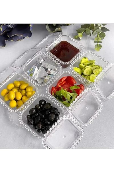 KRGZ TİCARET Beaded Acrylic 6 Piece Breakfast Set