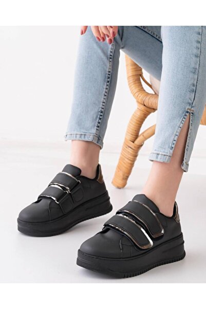 Scarpebutik Pantofi sport cu talpă groasă intercalată cu toc ascuns cu velcro...