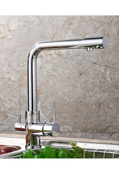 RENA DESIGN CHROME PURIFIED KITCHEN SINK BATTERY 3 WAY L PIPE LUXURY WATER SAVE Faucet