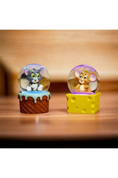 Se Promo 2 Li Tom Ve Jerry Tasarımlı Işıklı Mini Boy Kar Küresi-masa Üstü Dekoratif