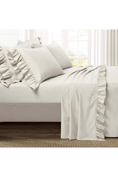 Erba kreasyon 100% Linen Frilly Bedspread 220X240 cm Bedspread