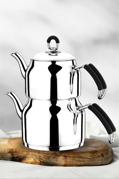 AROW Büyük Boy Paslanmaz Çelik 304 Kalite Bakalit Kulp Çaydanlık Arow Arian Büyük Boy Çaydanlık