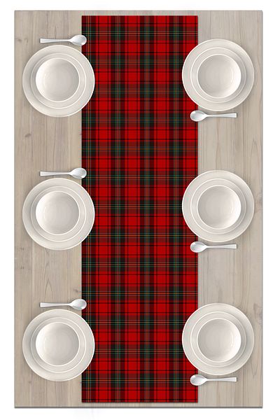 Bertille Home Plaid Patterned New Year's Runner - 140X40 Cm, Digital Print, Christmas