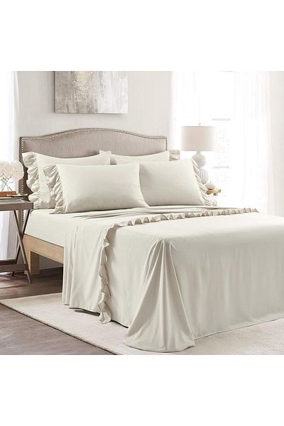Erba kreasyon 100% Linen Frilly Bedspread 220X240 cm Bedspread