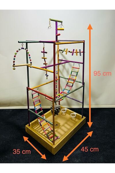 Paks Pet Wooden Bird Playground No:19 Handmade Large Cockatiel, Pakistani Parrot Playground