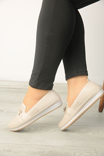 ASL SHOES STORE Women's Daily Orthopedic Ballerinas - Skin Hole and Bow Shoes