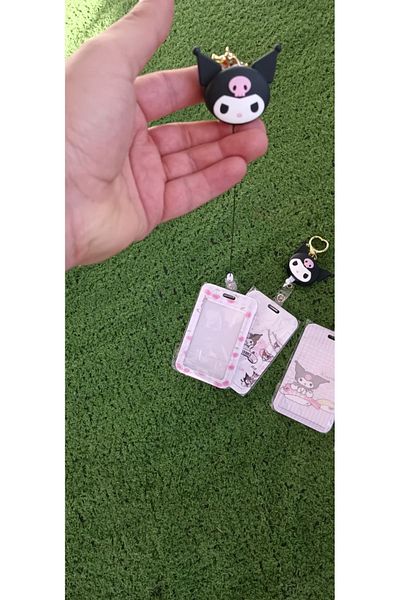 Meyra Accessories New Luxury Kuromi Cinnamoroll Card Holder Keychain with String Roller Akbil Transparent Card Holder Bag Gift