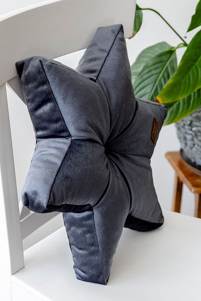 Rayda Home 42*42 Cm Anthracite Decorative Star Throw Pillow - With Inner Filling