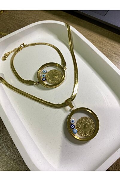 TAMELA İtalyan Zincirli Cam Çerçeveli Kolye Bileklik Set ( Çerçevesi Açılabilir )