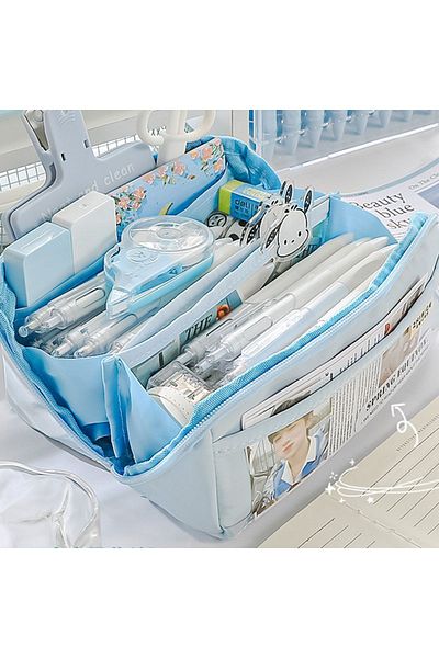 SYNOPE Accesoriu pentru suport pentru stilou cu ochi transparent de o singură culoare din țesătură lucioasă de mare capacitate