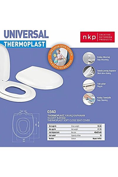NKP Universal Çocuk Adaptörlü Amortisörlü Klozet Kapağı Kapak