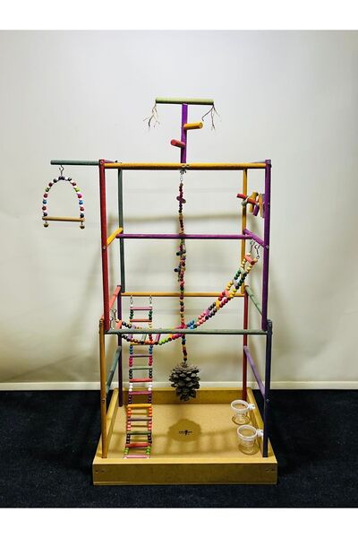 Paks Pet Wooden Bird Playground No:19 Handmade Large Cockatiel, Pakistani Parrot Playground
