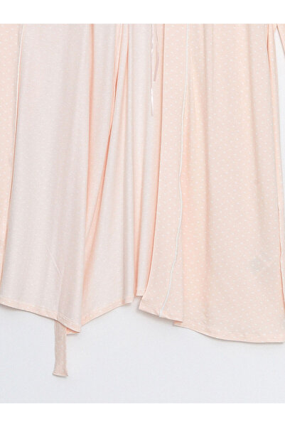 LC Waikiki LCW DREAM Açık Pembe Baskılı Kruvaze Yaka Puantiyeli Hamile Sabahlık