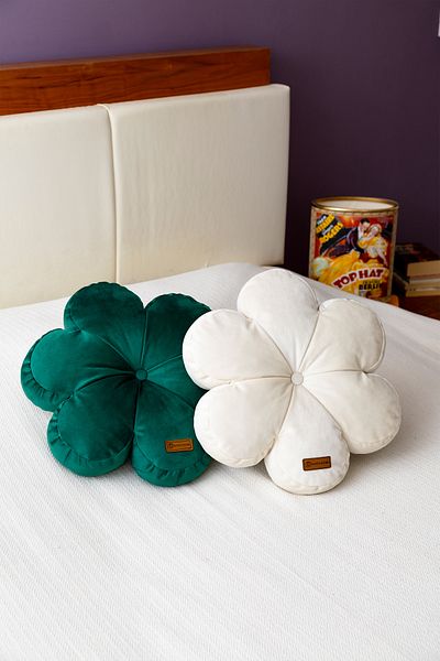 Rayda Home Pernă decorativă, 2 bucăți, culoare verde și crem, umplută interioară, pernă cu flori, 42*42 cm