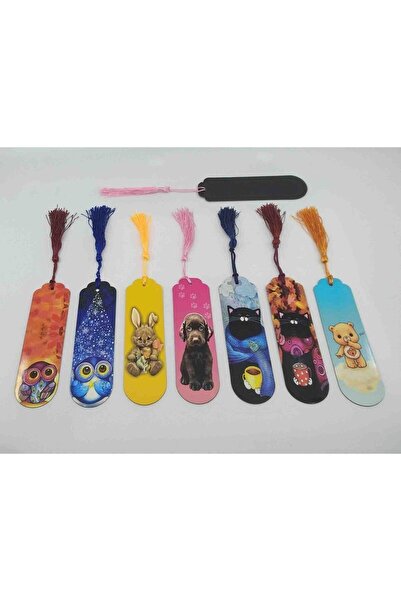 Giftsturkiye Kitap Ayracı Püsküllü Arkası Mıknatıslı Sevimli Hayvanlar ( 7 ad...