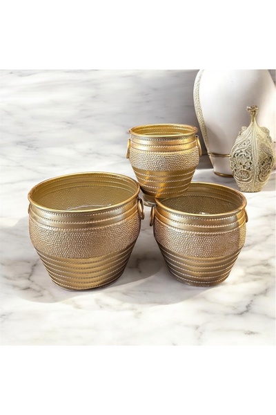 THE LİNSE Metal Dekoratif 3 lü Saksı Takımı ?