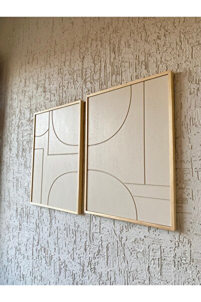 HOMEDECOART Çerçeveli Soyut Tablo 2’li Set (HAND MADE)