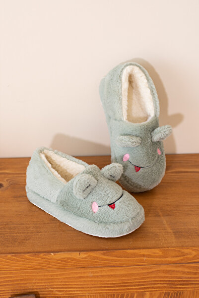 bykujo Χειμερινά Γυναικεία Σπίτι Παπούτσια - Κέντημα με Φιγούρα Βάτραχου, Αντιολισθητική Σόλα