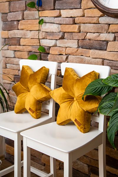 Rayda Home Decorative 2-pack Mustard Color Filled Star Throw Pillow 42*42 Cm