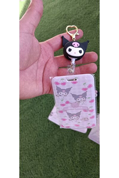 Meyra Accessories New Luxury Kuromi Cinnamoroll Card Holder Keychain with String Roller Akbil Transparent Card Holder Bag Gift