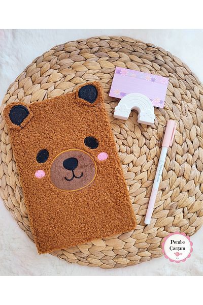 Pembe Çarşı Cute Animal Plush Notebook - Pen, Rainbow and Note Holder Cat Dog Teddy Bear Panda