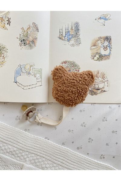 bohemoon Teddy Bear Pacifier Strap Brown