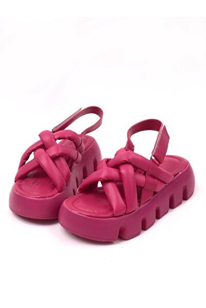 Up Shop Women's Penny Fuchsia High Sole Sandals