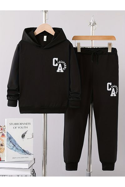 Let's Wear Калифорнийски премиум суитшърт и анцуг за момчета и момичета - спортен комплект от 2 части