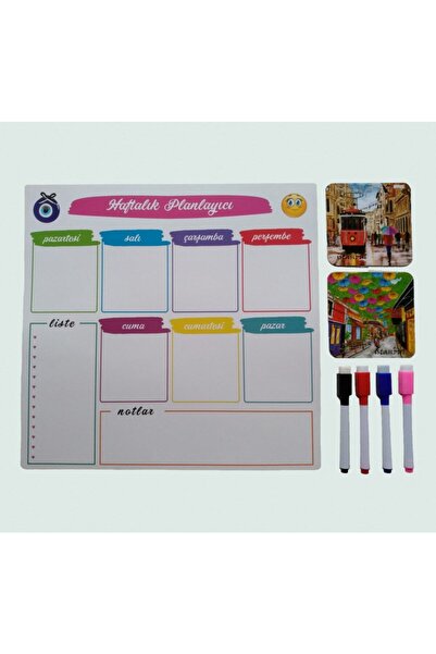 Giftsturkiye مخطط مغناطيس أسبوعي 33x32 سم - قاعدة مغناطيس للثلاجة