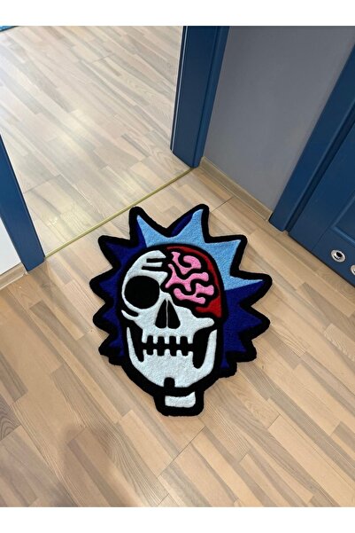 dogaf Rick & Morty Tasarımlı Kafatası Kurukafa El Yapımı Hediyelik Dekor Halı