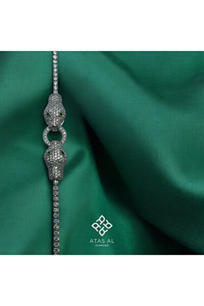 Atas Al Diamond Yılan Başı Bileklik 925 Gümüş Su Yolu Taş işlemeli İtalyan Ta...